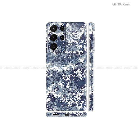 Dán Skin Galaxy S21 Series Vân Camo Digital Xanh | UVPT11