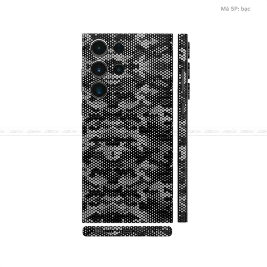 Dán Skin Samsung Galaxy S24 Series Vân Nổi Mamba Bạc | UVPT05