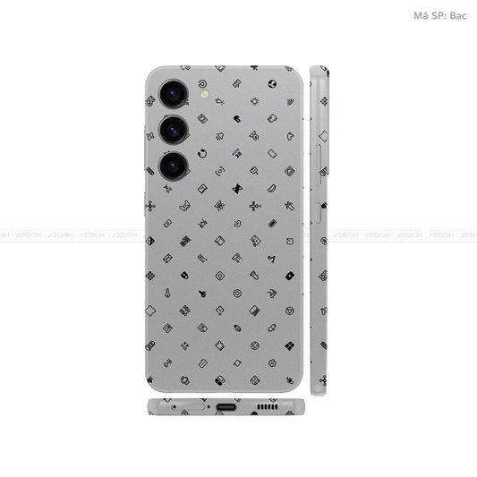 Dán Skin Samsung Galaxy S24 Series Vân Nổi ICON Bạc | UVPT04