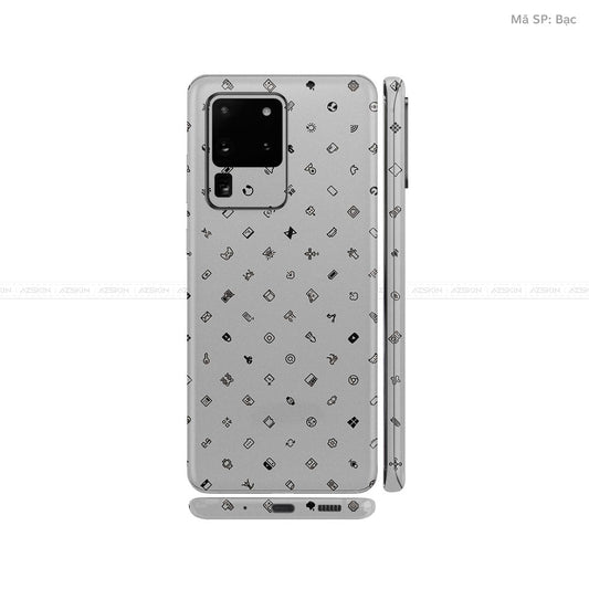Dán Skin Galaxy S20 Series Vân ICON Bạc | UVPT04