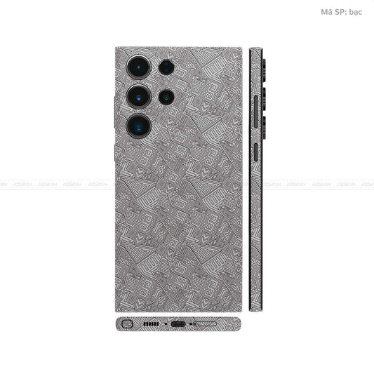 Dán Skin Samsung Galaxy S24 Series Vân Nổi PATTERN AZ Bạc | UVPT06