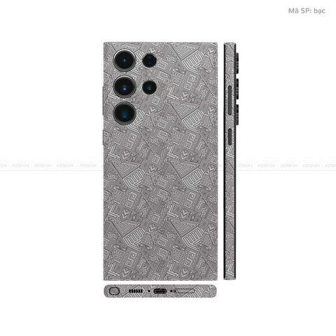 Dán Skin Samsung Galaxy S24 Series Vân Nổi PATTERN AZ Bạc | UVPT06