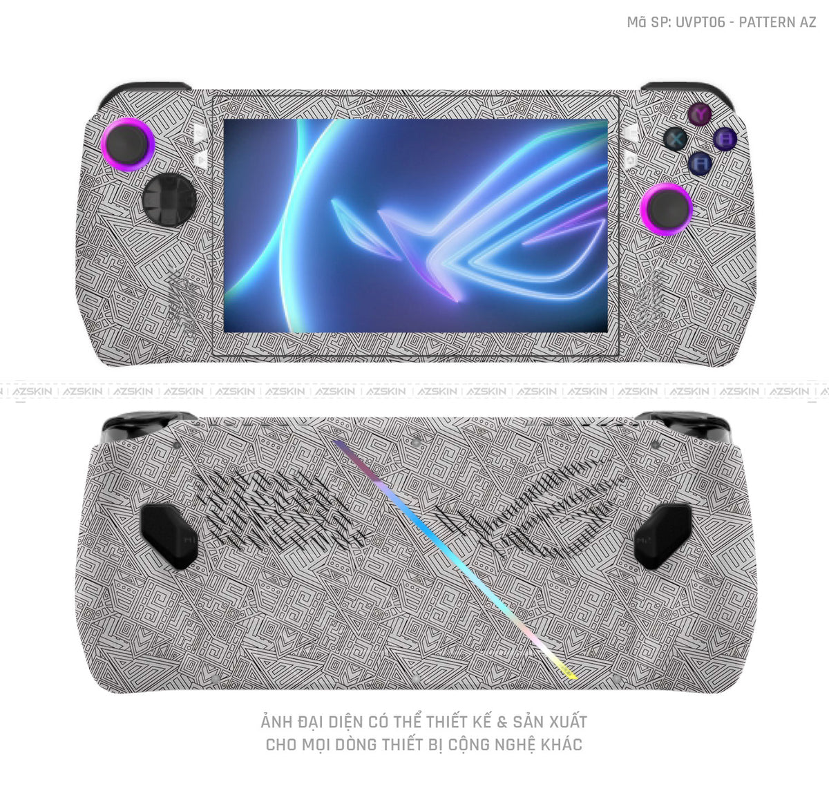 Dán Skin Máy Chơi Game Asus ROG Vân Pattern AZ Bạc | UVPT06