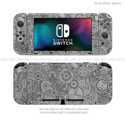 Dán Skin Máy Chơi Game Nintendo Switch Vân Động Cơ Bạc | UVPT18