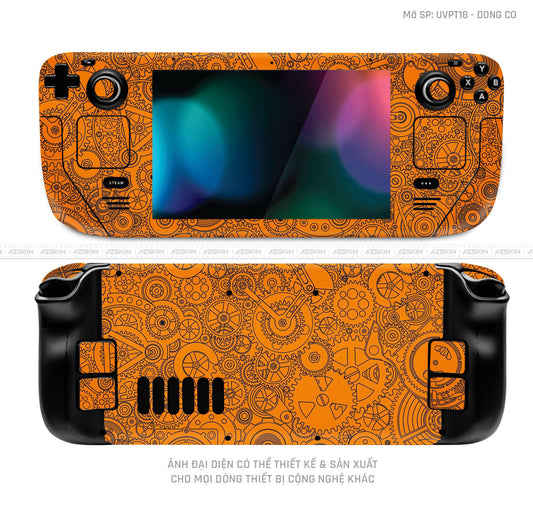 Dán Skin Máy Chơi Game Steam Deck Vân Động Cơ Cam | UVPT18