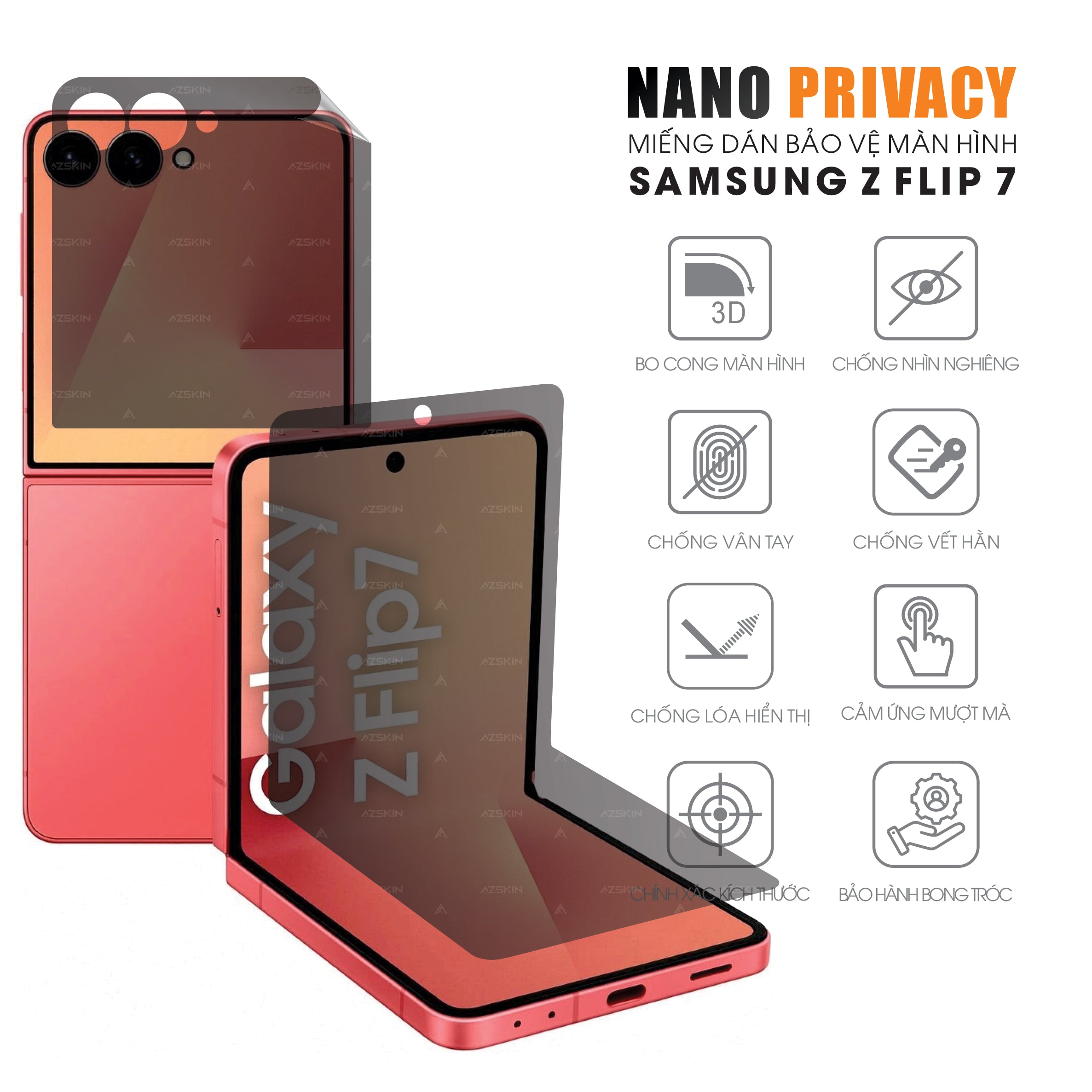 Miếng Dán Màn Hình Chống Nhìn Trộm Samsung Galaxy Z Flip 7