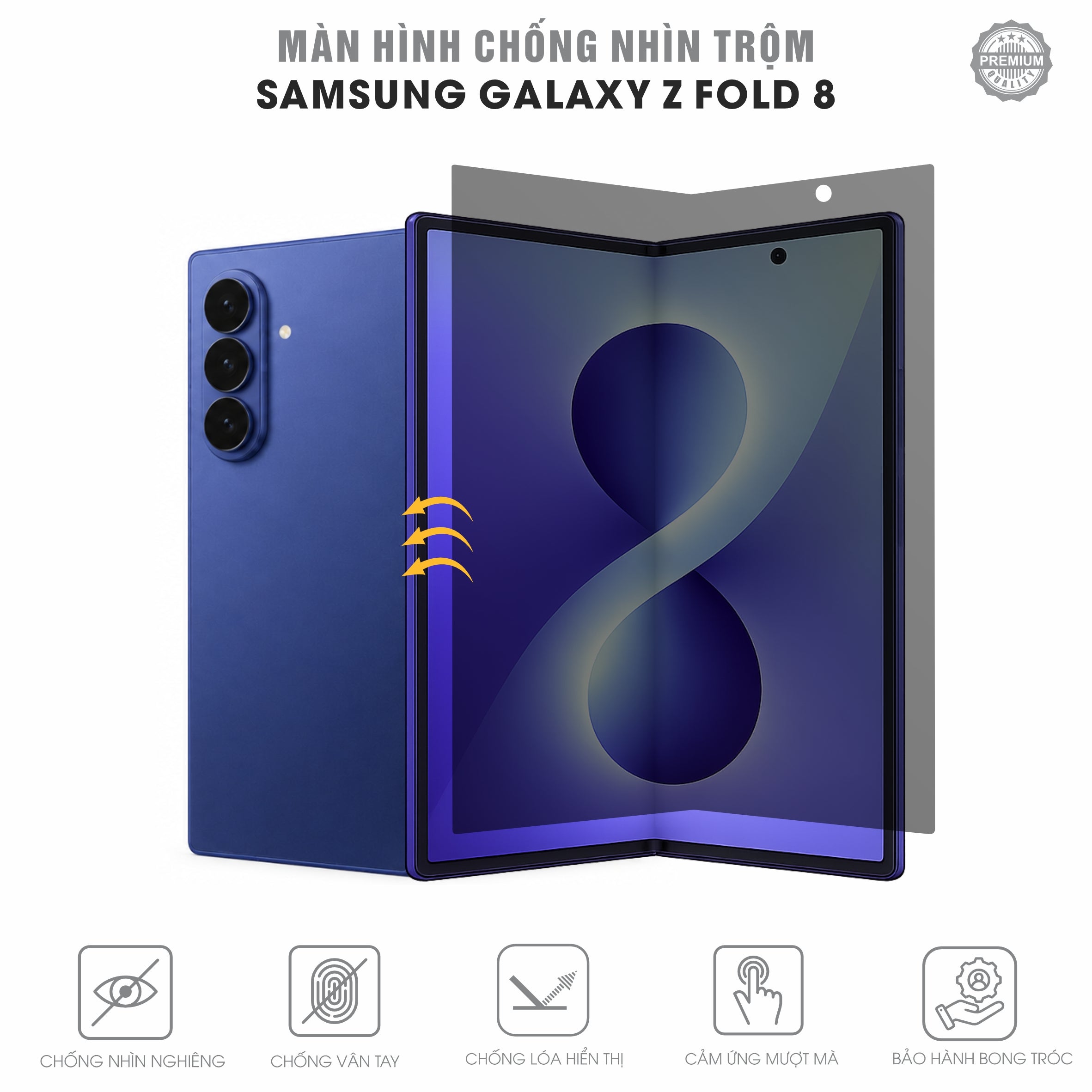 Miếng Dán Chống Nhìn Trộm Samsung Galaxy Z Fold 8 Full Màn Hình Gập