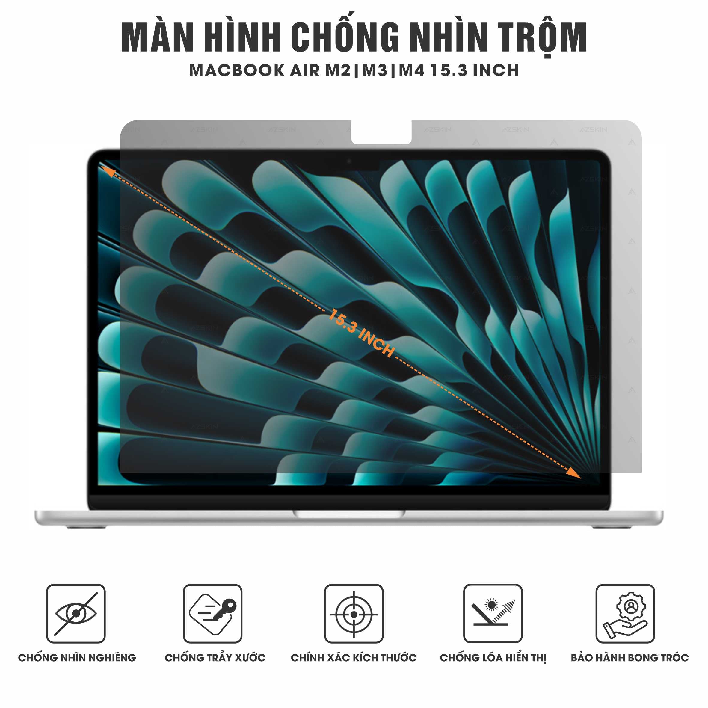 Miếng Dán Chống Nhìn Trộm Macbook Air M2 | M3 | M4 15.3 inch