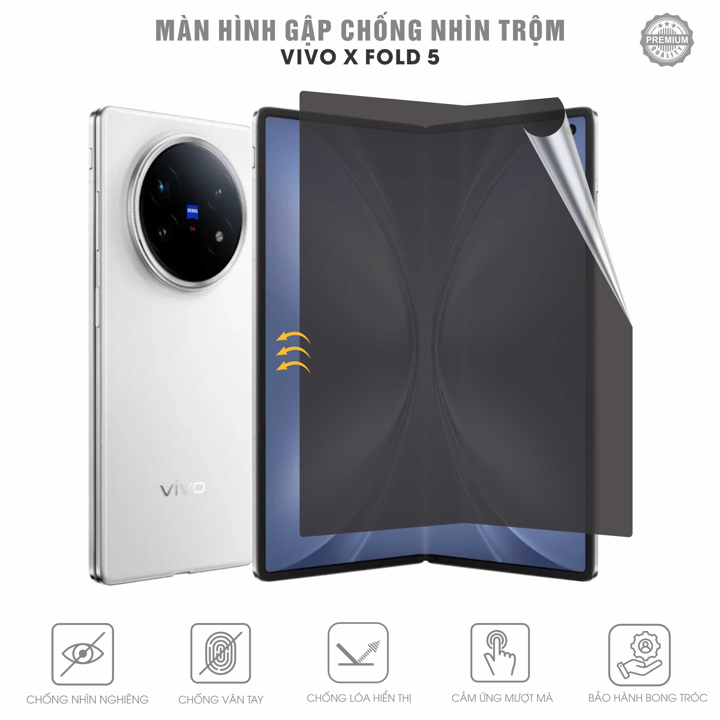 Miếng Dán Màn Hình Gập Chống Nhìn Trộm Vivo X Fold 5