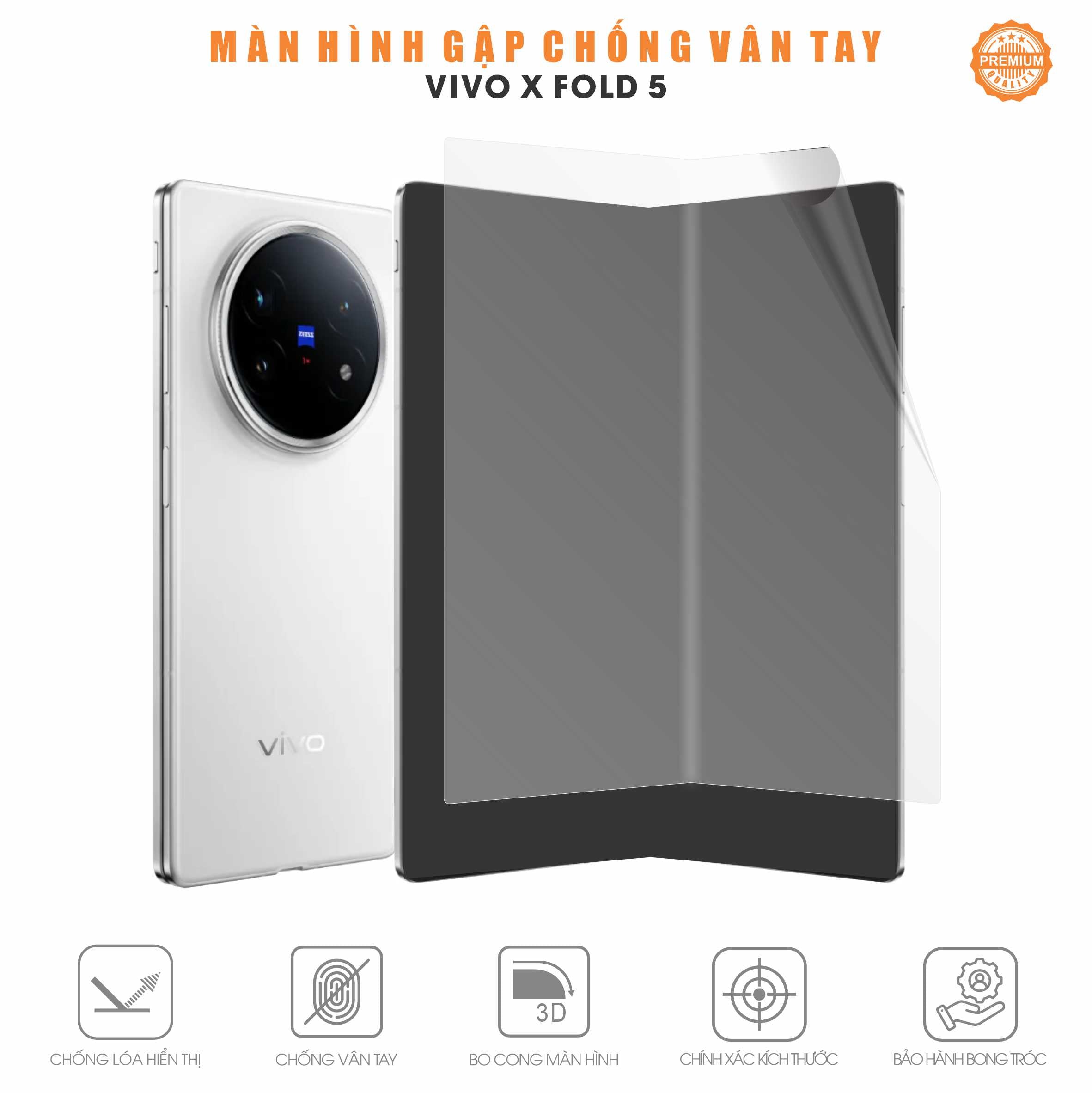 Miếng Dán Màn Hình Gập Chống Vân Tay Chống Chói Vivo X Fold 5