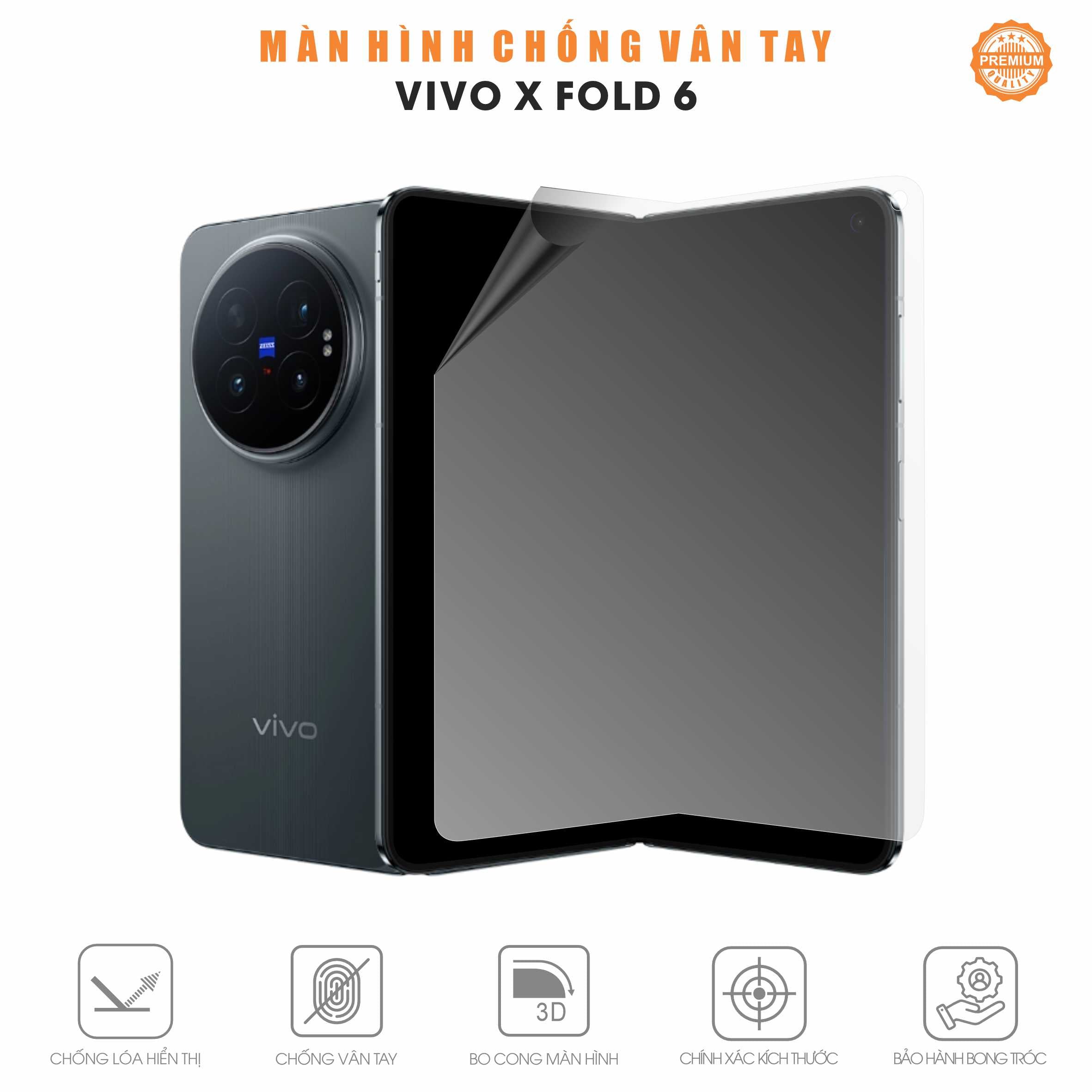 Miếng Dán Màn Hình Gập Chống Vân Tay Chống Chói Vivo X Fold 6
