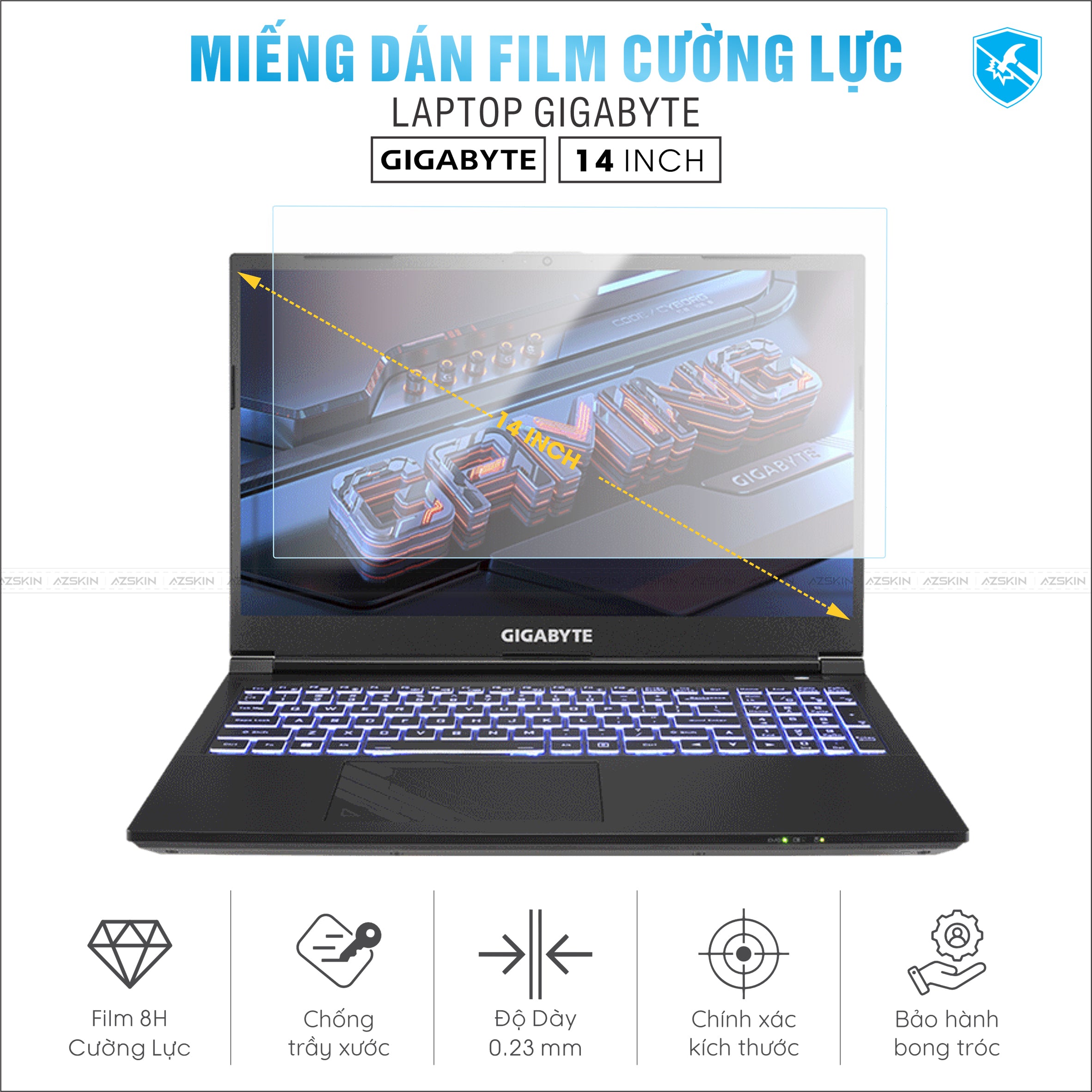 Miếng Dán Film Cường Lực Laptop Gigabyte 14 inch