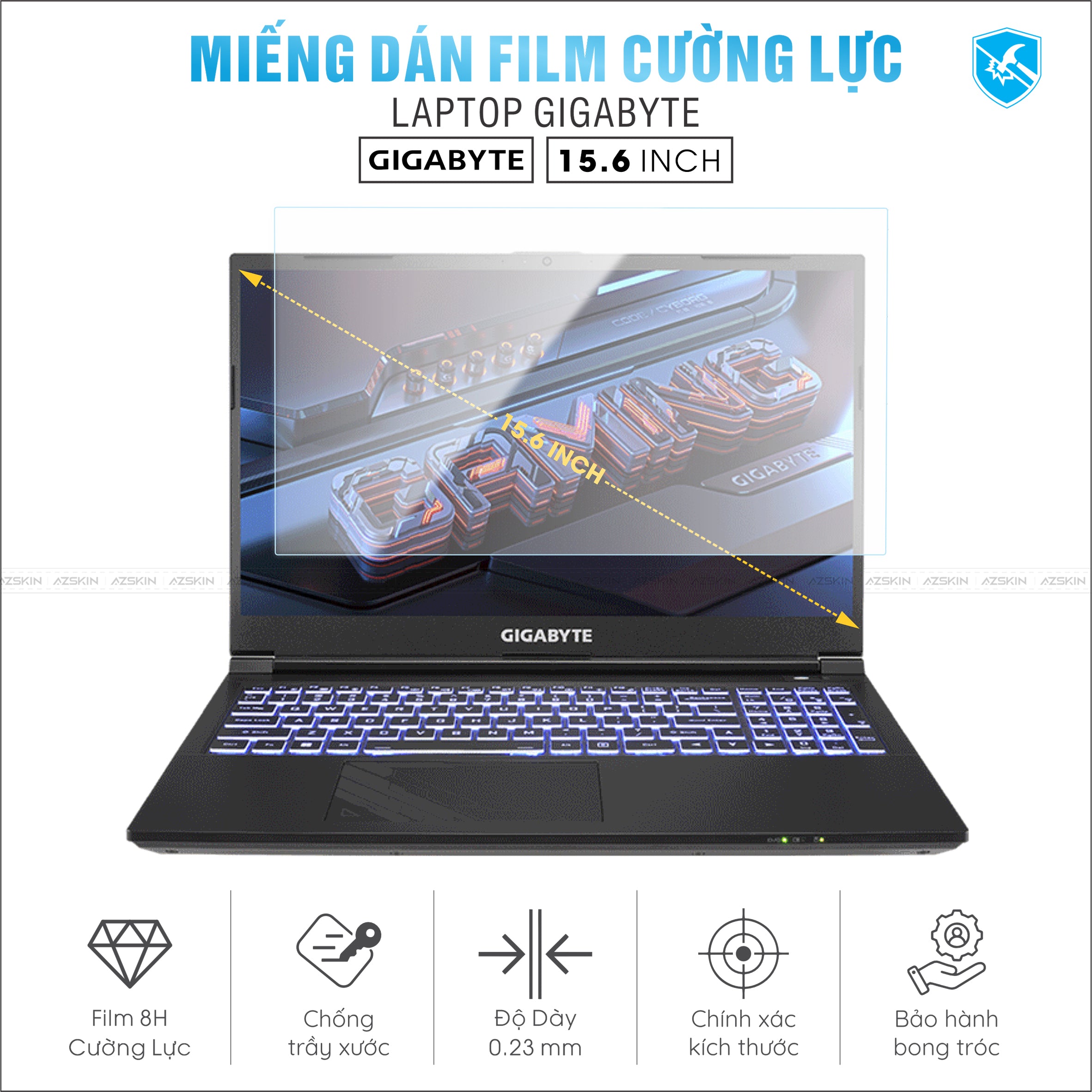Miếng Dán Film Cường Lực Laptop Gigabyte 15.6 inch