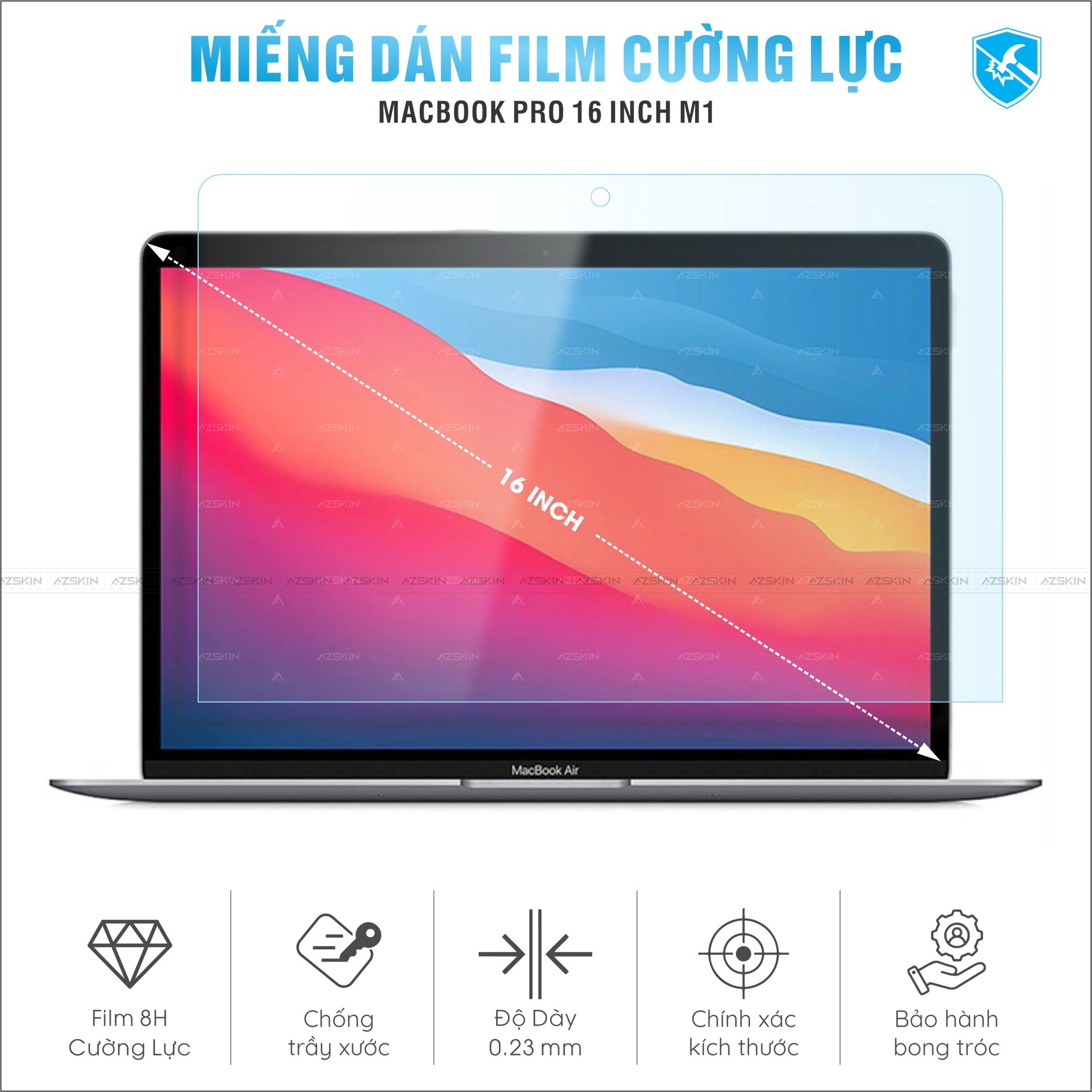 Miếng Dán Film Cường Lực Macbook Pro M1 16 INCH