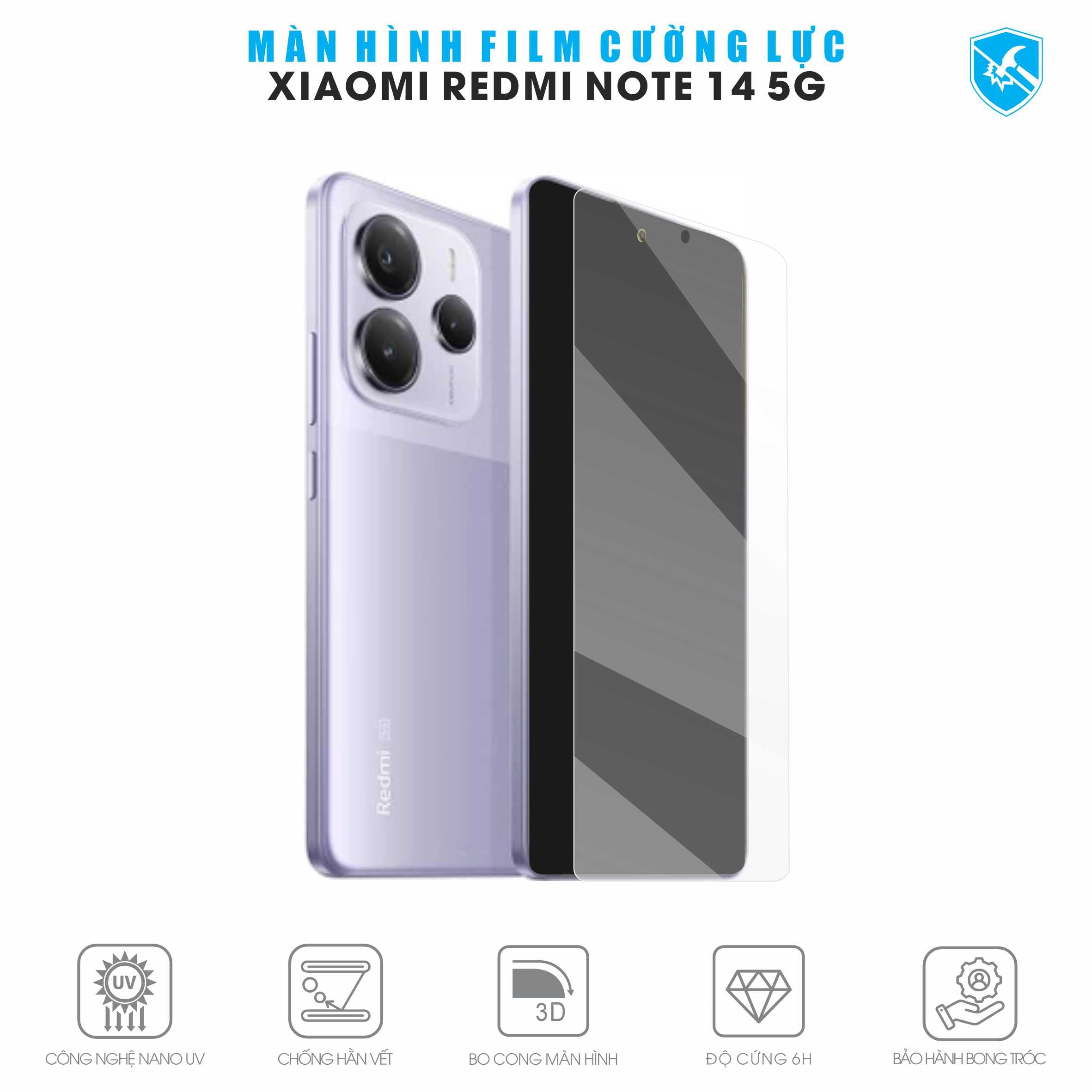 Dán Film Cường Lực Redmi Note 14 5G Full Màn Hình