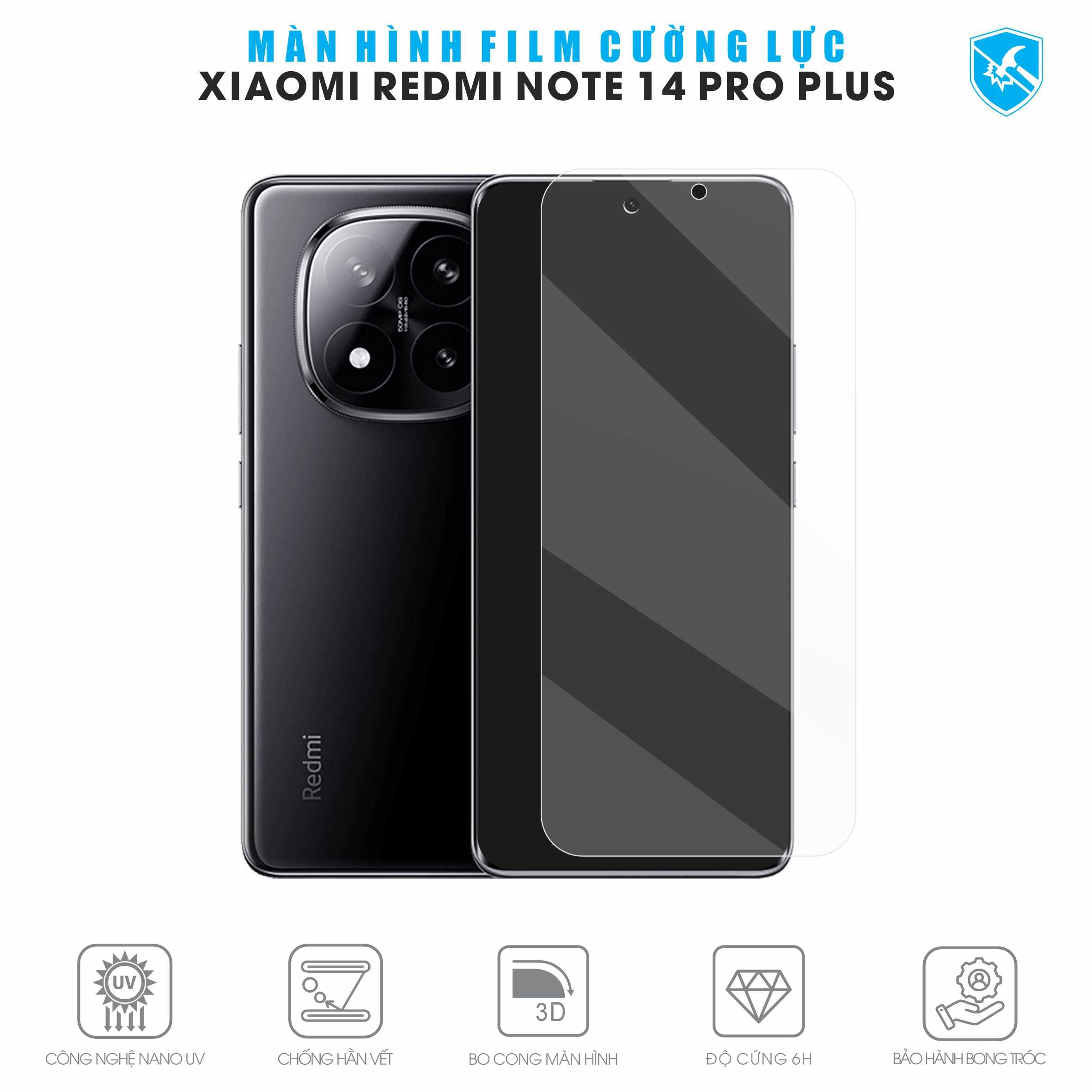 Dán Film Cường Lực Redmi Note 14 Pro Plus Full Màn Hình
