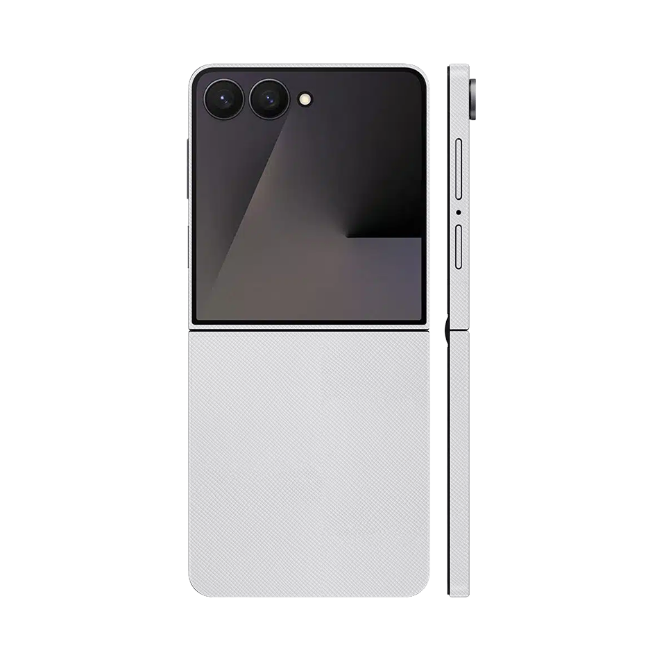 Miếng Dán Da Samsung Z Flip 7 Vân Fabic Trắng