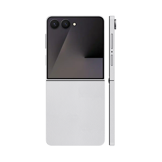 Miếng Dán Da Samsung Z Flip 7 Vân Fabic Trắng