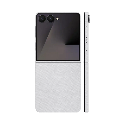 Miếng Dán Da Samsung Z Flip 7 Vân Fabic Trắng