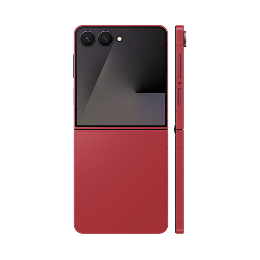 Miếng Dán Da Samsung Z Flip 7 Vân Aran Đỏ Đậm