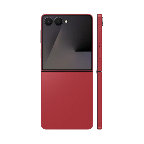 Miếng Dán Da Samsung Z Flip 7 Vân Aran Đỏ Đậm