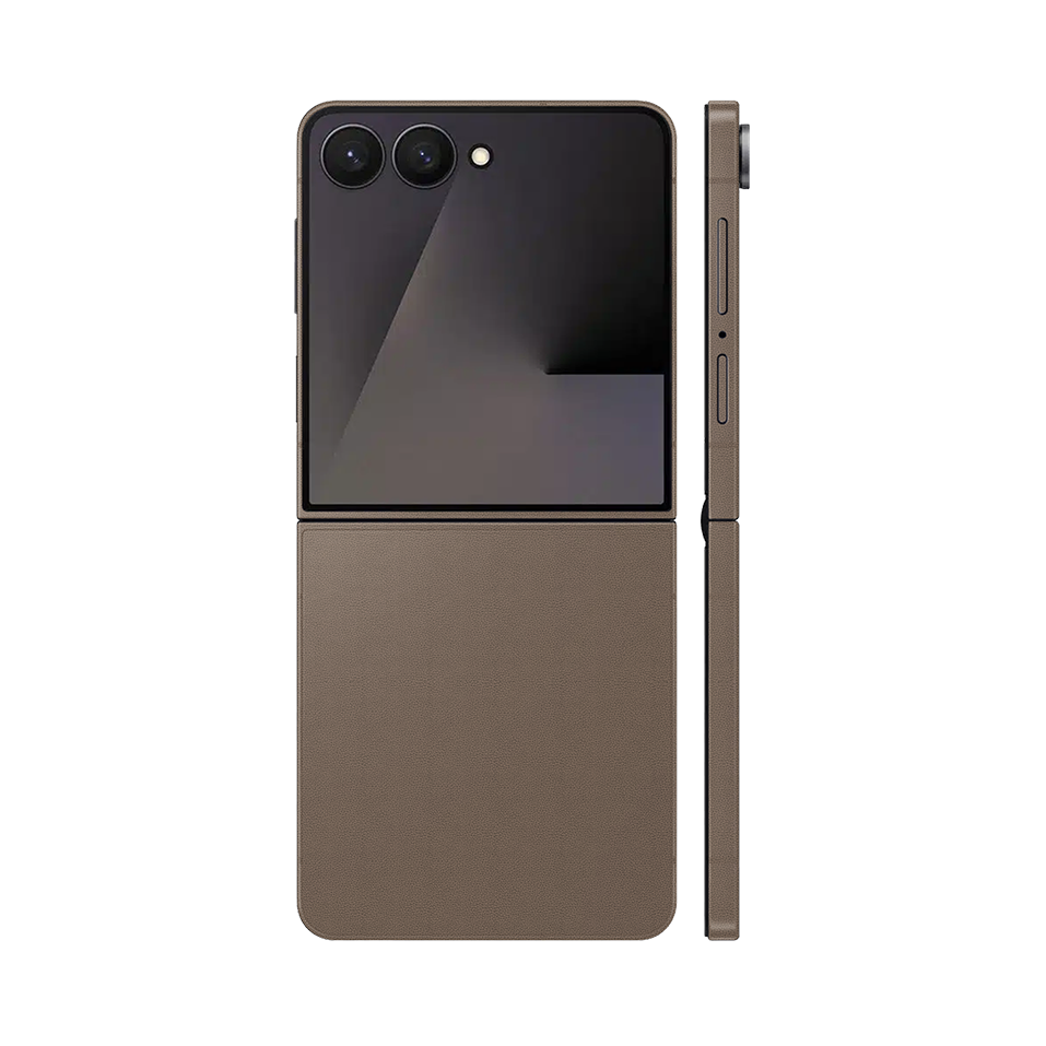 Miếng Dán Da Samsung Z Flip 7 Vân Aran Nâu Kaki