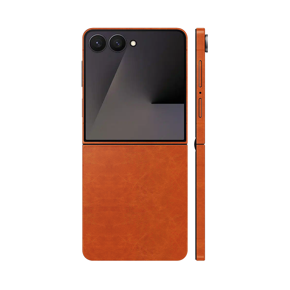 Miếng Dán Da Samsung Z Flip 7 Vân Nappa Nâu Bò