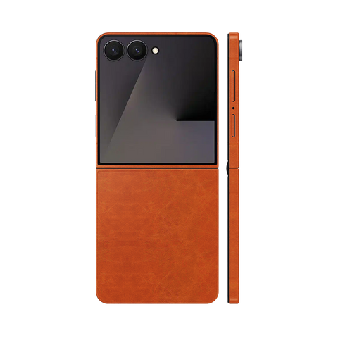 Miếng Dán Da Samsung Z Flip 7 Vân Nappa Nâu Bò