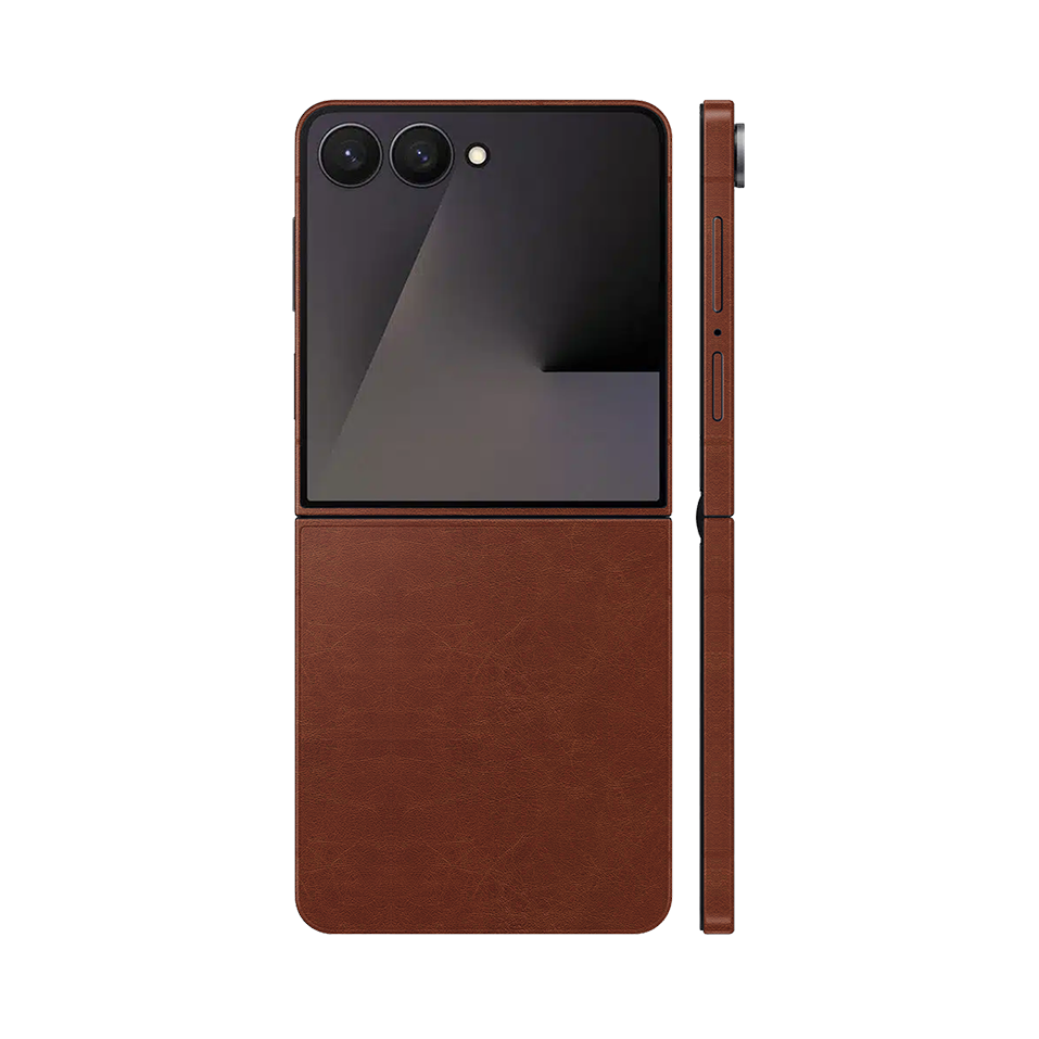 Miếng Dán Da Samsung Z Flip 7 Vân Nappa Nâu Cafe