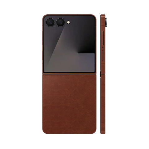 Miếng Dán Da Samsung Z Flip 7 Vân Nappa Nâu Cafe