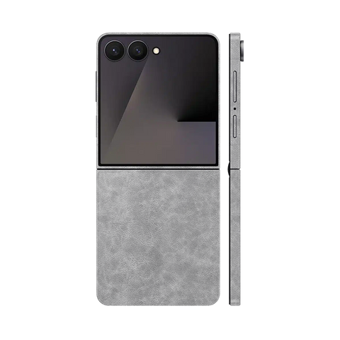 Miếng Dán Da Samsung Z Flip 7 Vân Nappa Xám