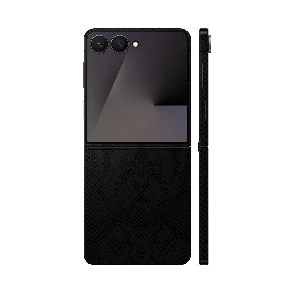 Miếng Dán Da Samsung Z Flip 7 Vân Rắn Đen