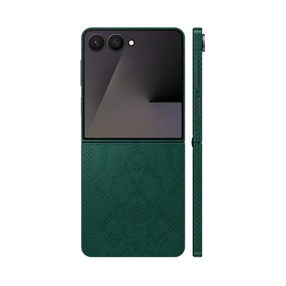 Miếng Dán Da Samsung Z Flip 7 Vân Rắn Xanh Rêu