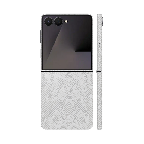 Miếng Dán Da Samsung Z Flip 7 Vân Rắn Trắng
