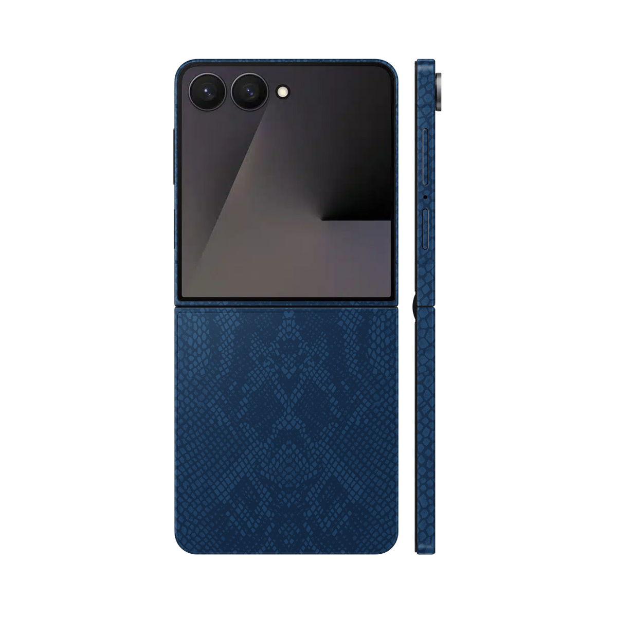 Miếng Dán Da Samsung Z Flip 7 Vân Rắn Xanh Navy