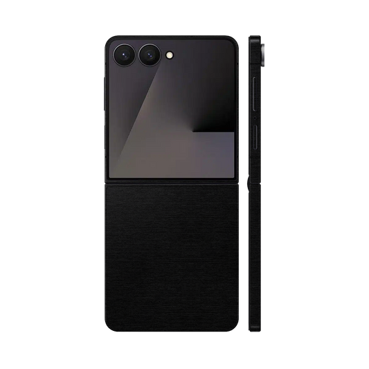 Miếng Dán Da Samsung Z Flip 7 Vân Vải Đen