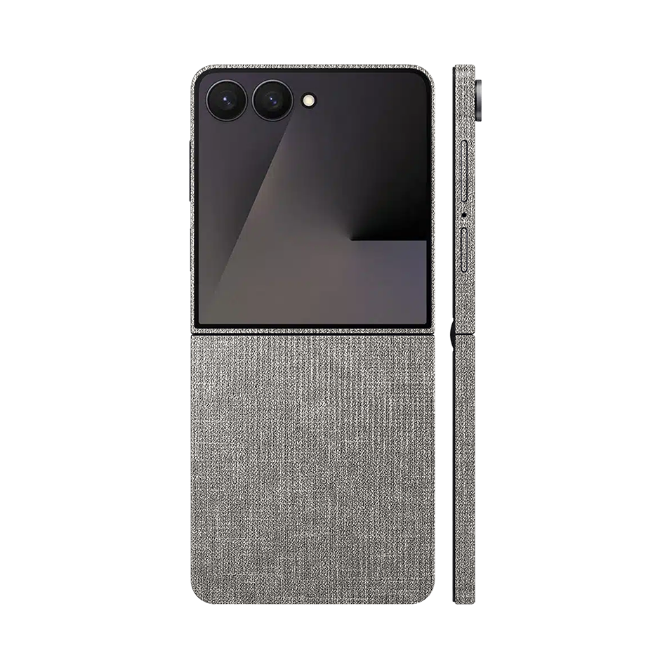 Miếng Dán Da Samsung Z Flip 7 Vân Vải Ghi Sáng