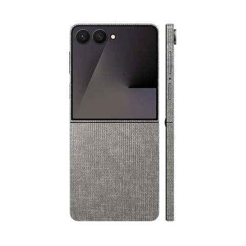 Miếng Dán Da Samsung Z Flip 7 Vân Vải Ghi Sáng