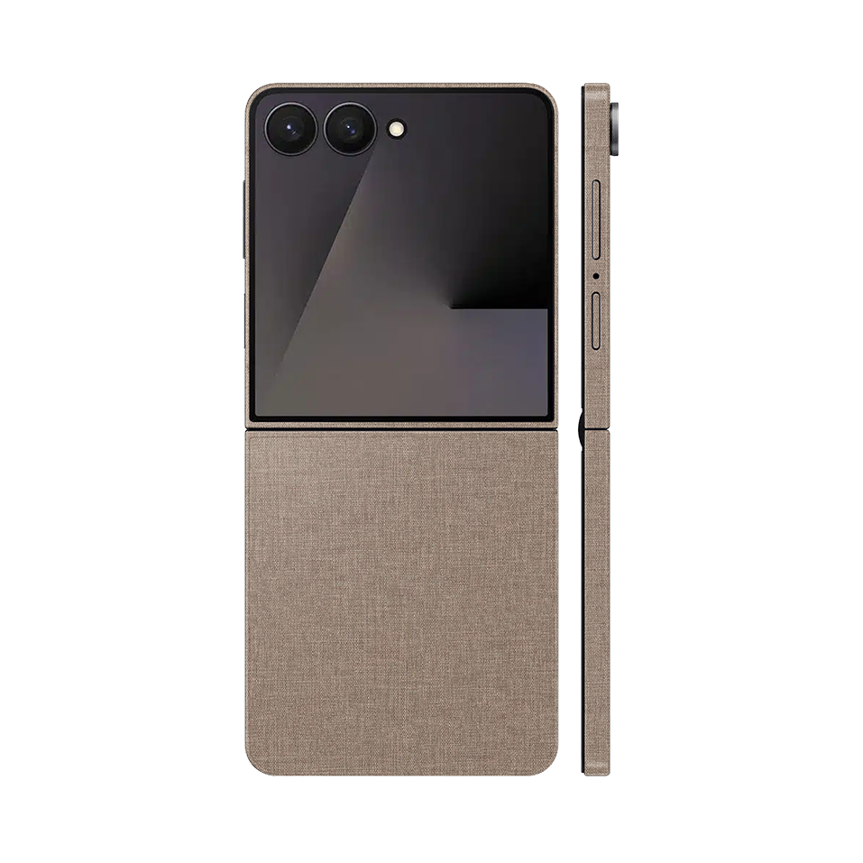 Miếng Dán Da Samsung Z Flip 7 Vân Vải Kaki