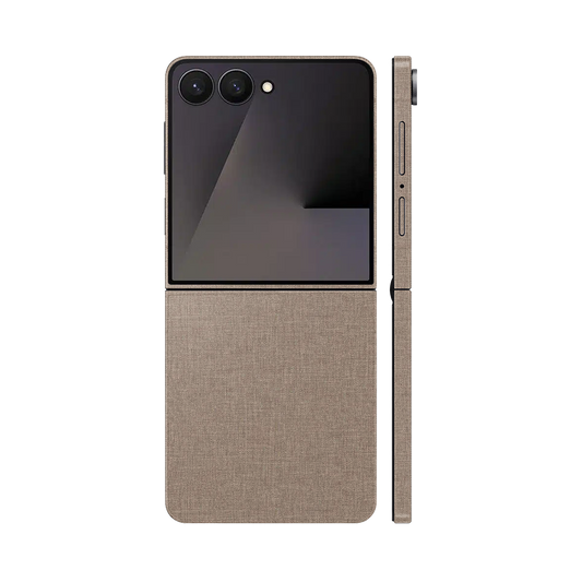 Miếng Dán Da Samsung Z Flip 7 Vân Vải Kaki