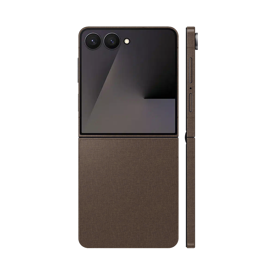 Miếng Dán Da Samsung Z Flip 7 Vân Vải Nâu