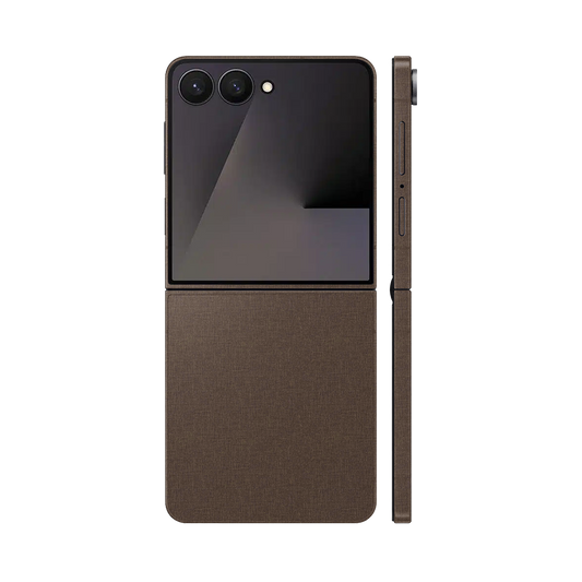 Miếng Dán Da Samsung Z Flip 7 Vân Vải Nâu