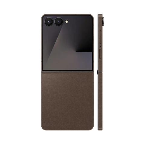 Miếng Dán Da Samsung Z Flip 7 Vân Vải Nâu