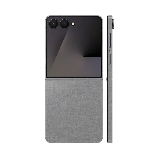 Miếng Dán Da Samsung Z Flip 7 Vân Vải Xám