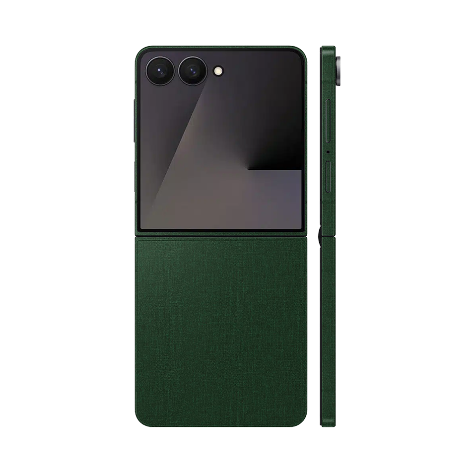 Miếng Dán Da Samsung Z Flip 7 Vân Vải Xanh Lá