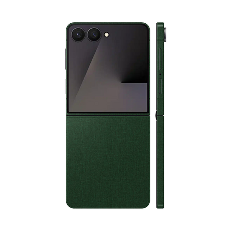 Miếng Dán Da Samsung Z Flip 7 Vân Vải Xanh Lá