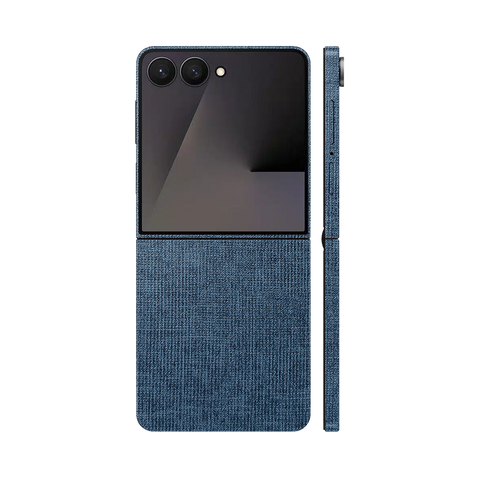 Miếng Dán Da Samsung Z Flip 7 Vân Vải Xanh Navy