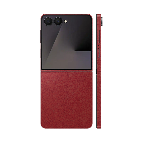 Miếng Dán Da Samsung Z Flip 7 Vân Mil Đỏ Đậm