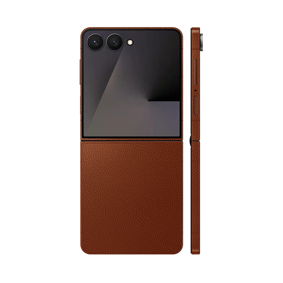 Miếng Dán Da Samsung Z Flip 7 Vân Mil Nâu
