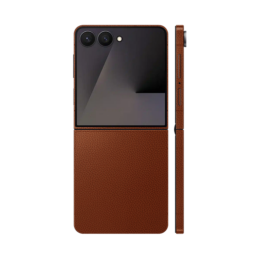 Miếng Dán Da Samsung Z Flip 7 Vân Mil Nâu